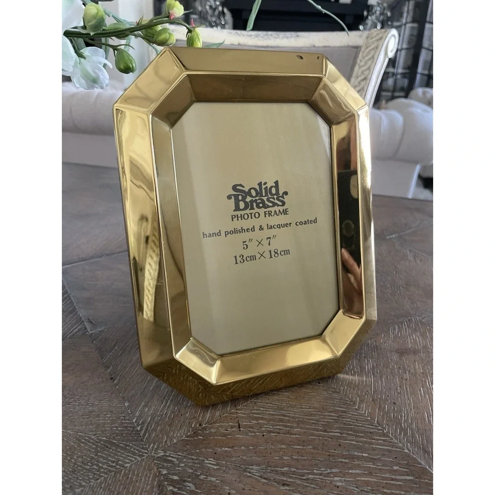 Vintage NOS Solid Brass‎ Photo Picture Frame Beveled Edge 5X7 New